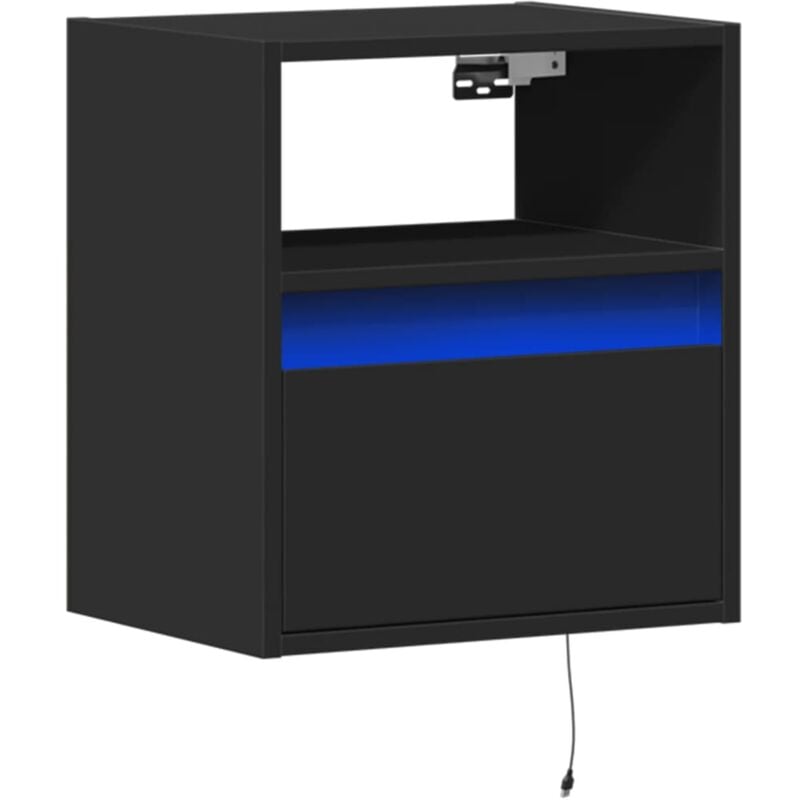 Vidaxl - Meuble tv mural avec lumières led noir 41x31x45 cm