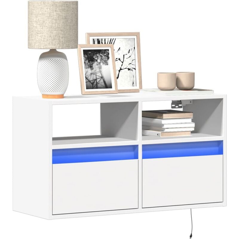 Vidaxl - Meuble tv mural avec lumières led blanc 80x31x45 cm