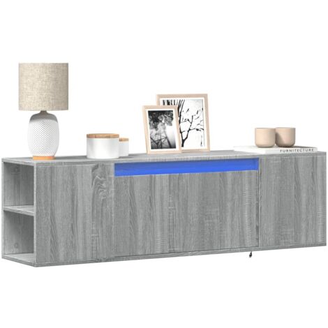 Meuble TV mural avec lumières LED sonoma gris 135x31x39,5 cm vidaXL