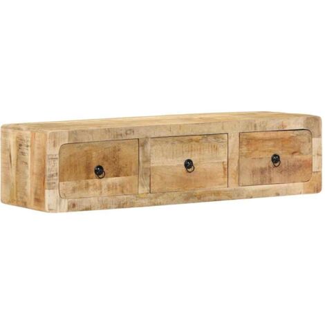 Meuble TV mural-Banc TV-Meuble Télé 100x32x25 cm bois massif manguier brut 920475