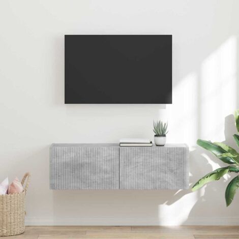 Meuble TV mural-Banc TV-Meuble Télé Béton 98 x 31 x 29,5 cm Bois d'ingénierie