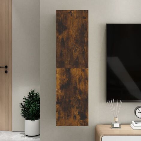 Meuble TV mural-Banc TV-Meuble Télé Chêne fumé 30,5x30x110 cm 633356