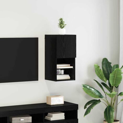Meuble TV mural-Banc TV-Meuble Télé Chêne noir 30,5 x 30 x 60 cm Bois d'ingénierie 948067