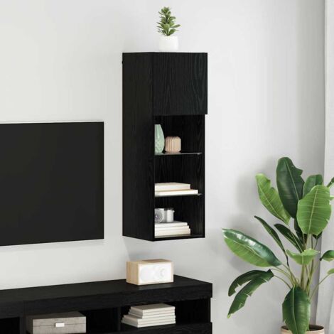 Meuble TV mural-Banc TV-Meuble Télé Chêne noir 30,5 x 30 x 90 cm Bois d'ingénierie 906117