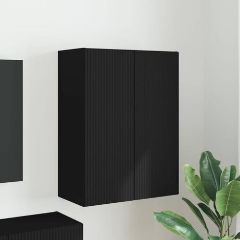 Meuble TV mural-Banc TV-Meuble Télé suspendu Noir 59,5 x 31 x 80 cm Bois d'ingénierie