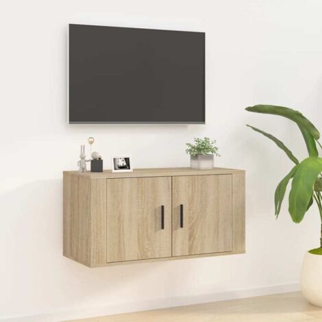 Meuble TV mural  Banc TV Moderne  Meuble TV Suspendu Chêne Sonoma 80x34,5x40 cm XHET94542