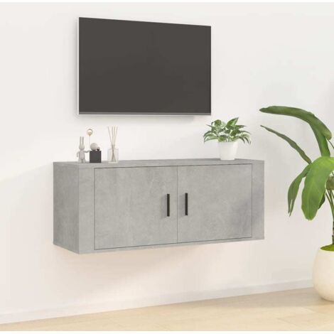 Meuble TV mural  Banc TV Moderne  Meuble TV Suspendu Gris béton 100x34,5x40 cm XHET48330