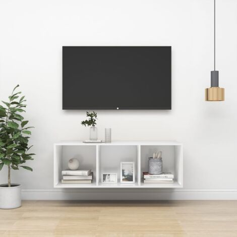 Meuble TV mural Blanc 37x37x107 cm Bois d’ingénierie vidaXL