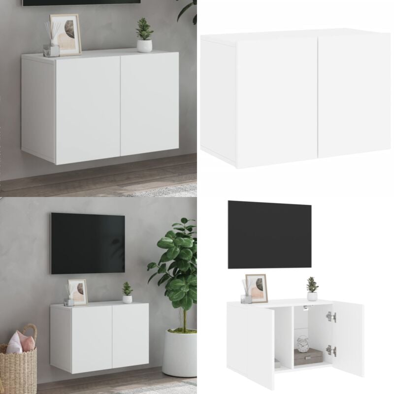 Vidaxl - Meuble tv mural blanc 60x30x41 cm - Meubles Tv - Meuble Tv Mural - Meuble Tv Blanc - Étagère Murale - Rangement Tv - Home & Living