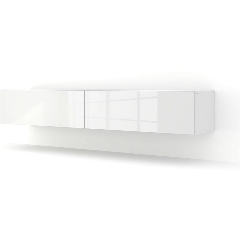 Bb-loisir - Meuble tv Mural blanc brillant 180x40x30 cm Bingo meuble Hi-fi sideboeard commode à suspendre