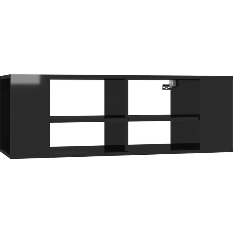 Meuble TV mural Noir brillant 102x35x35 cm Bois d’ingénierie vidaXL