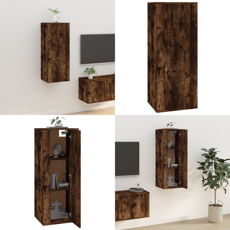 Vidaxl - Meuble tv mural Chêne fumé 40x34,5x100 cm - Meuble Tv Mural - Meuble Tv Moderne - Meuble Tv Suspendu - Étagère Murale - Armoire Multimedia