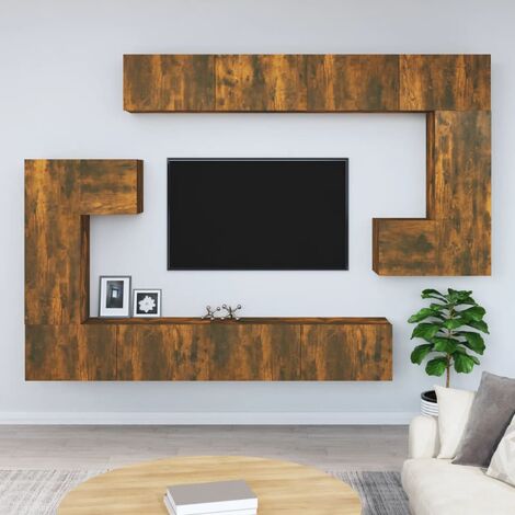 Ensemble meuble TV mural TONY design couleur gris anthracite. Meubl