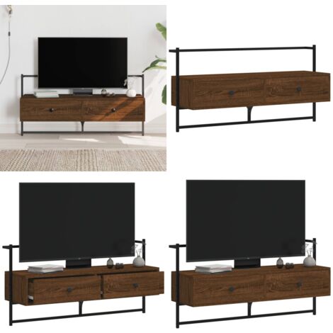 Meuble TV mural chêne marron 100,5x30x51 cm bois d'ingénierie - Meubles Tv Murale - Meuble Tv Suspendu - Meuble Tv Moderne - Meuble Tv Design - Étagère Murale - Home & Living