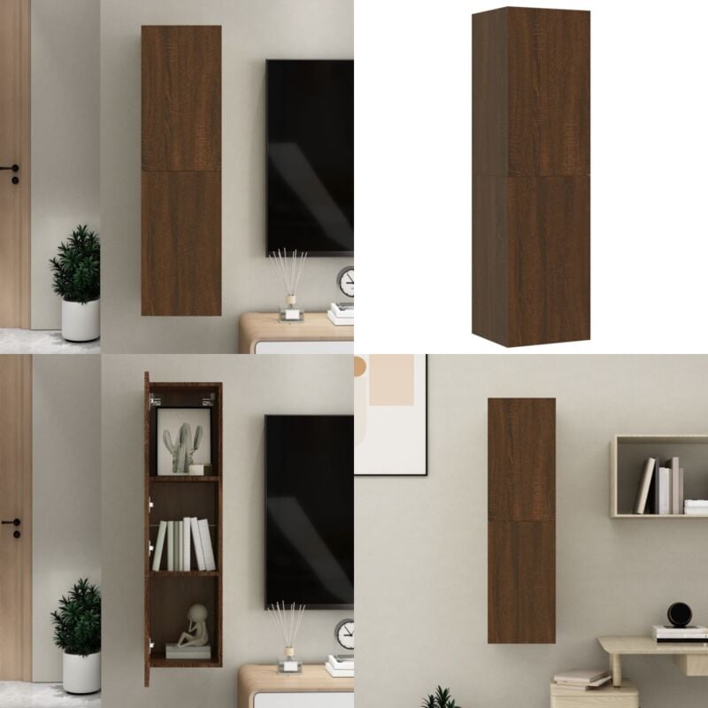 Vidaxl - Meuble tv mural Chêne marron 30,5x30x110 cm - Meubles Tv - Meubles Muraux - Meuble Media - Meuble Hifi - Étagère Murale - Home & Living