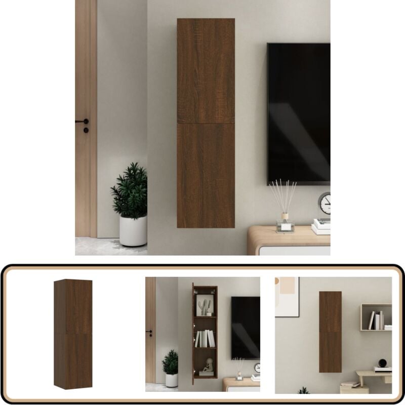 Vidaxl - Meuble tv mural Chêne marron 30,5x30x110 cm - Meubles Tv - Meubles Muraux - Meuble Media - Meuble Hifi - Étagère Murale