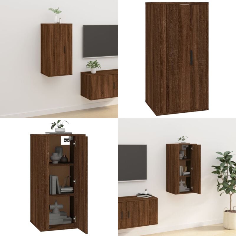 Vidaxl - Meuble tv mural Chêne marron 40x34,5x80 cm - Meubles Tv Murale - Meuble Tv Moderne - Meuble Tv Suspendu - Étagère Murale - Armoire
