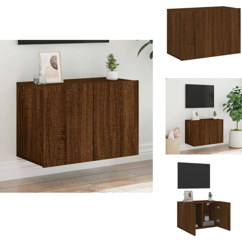 Vidaxl - Meuble tv mural chêne marron 60x30x41 cm - Meuble Tv Mural - Meuble Tv Suspendu - Support Tv - Étagère Murale - Rangement Tv