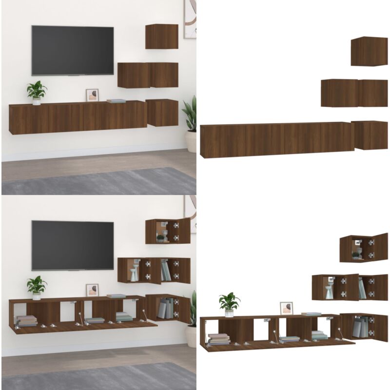 Vidaxl - Meuble tv mural Chêne marron Bois d'ingénierie - Meubles Tv Murale - Meuble Tv Suspendu - Meuble Tv Moderne - Étagère Murale - Rangement