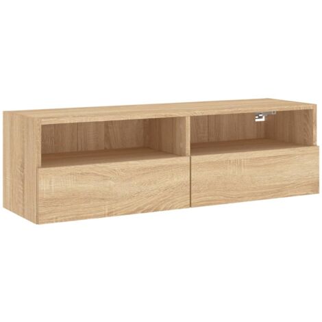 Meuble TV mural chêne sonoma 100x30x30 bois d'ingénierie