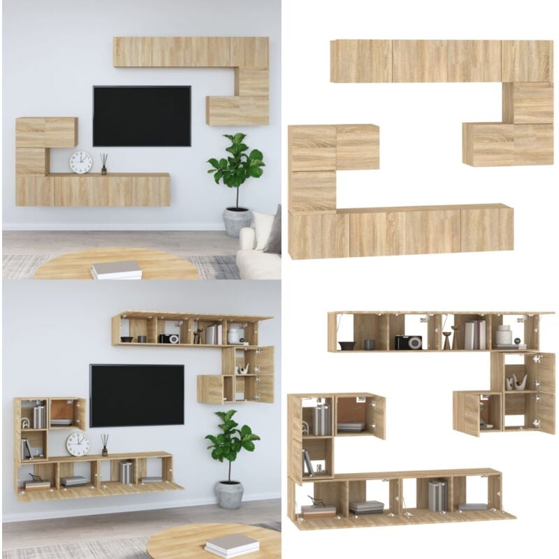 Vidaxl - Meuble tv mural Chêne sonoma Bois d'ingénierie - Meubles Tv Murale - Meuble Tv Suspendu - Meuble Tv Moderne - Étagère Murale - Rangement