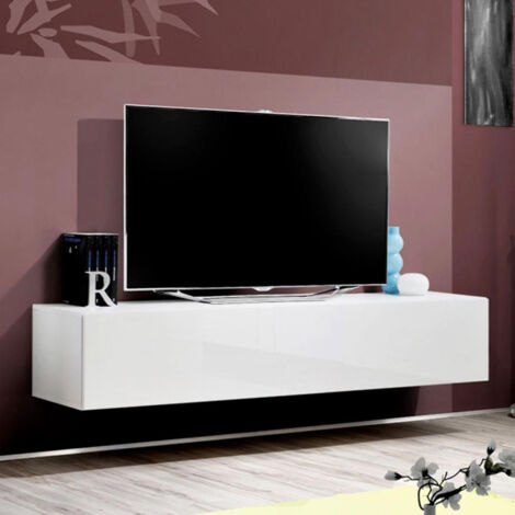 Meuble TV Mural Design "Fly A2" 160cm Blanc