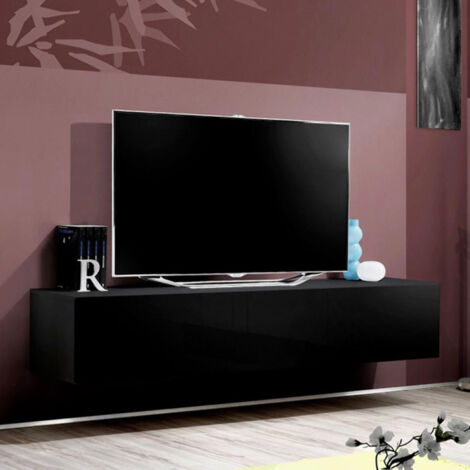 Meuble TV Mural Design "Fly I" 160cm Noir