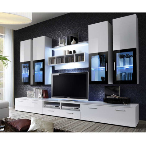 Meuble TV Mural Design "Lyra" 300cm Blanc