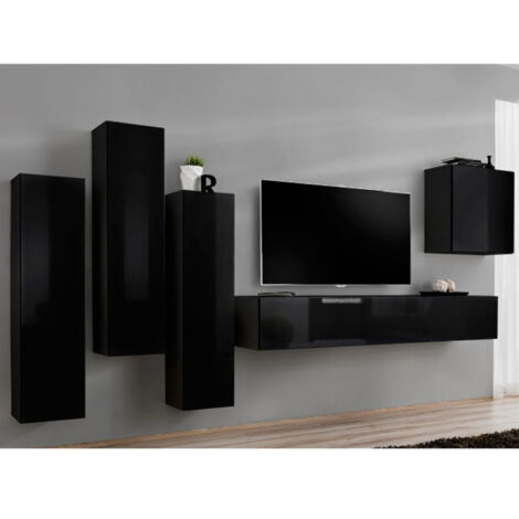 Meuble TV Mural Design "Switch II" 270cm Noir