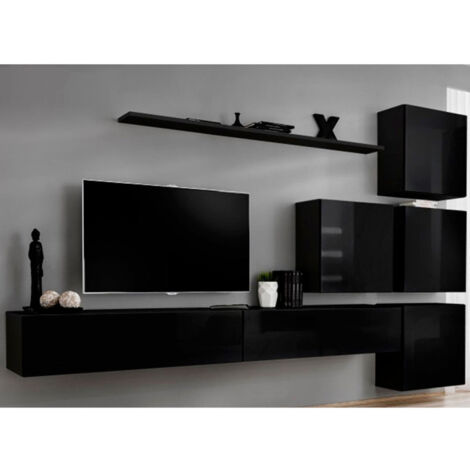 Meuble TV Mural Design "Switch IX" 310cm Noir
