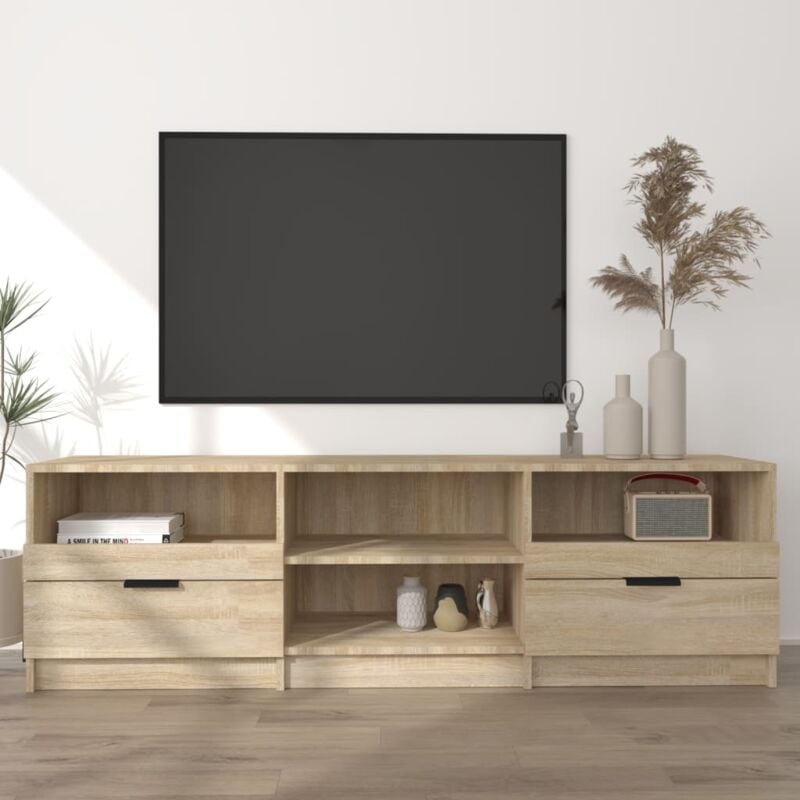 Jinlefu - Meuble tv Chêne sonoma 150x33,5x45 cm Bois d'ingénierie