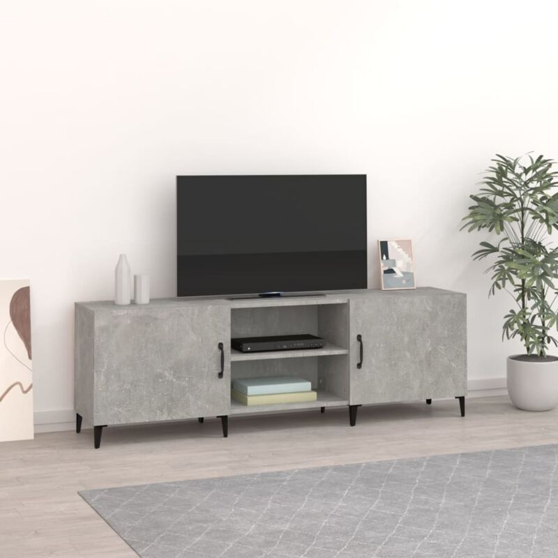 Jinlefu - Meuble tv gris béton 150x30x50 cm bois d'ingénierie
