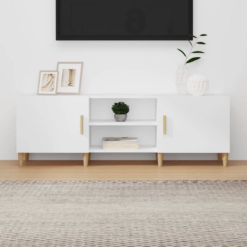 Jinlefu - Meuble tv Blanc 150x30x50 cm Bois d'ingénierie