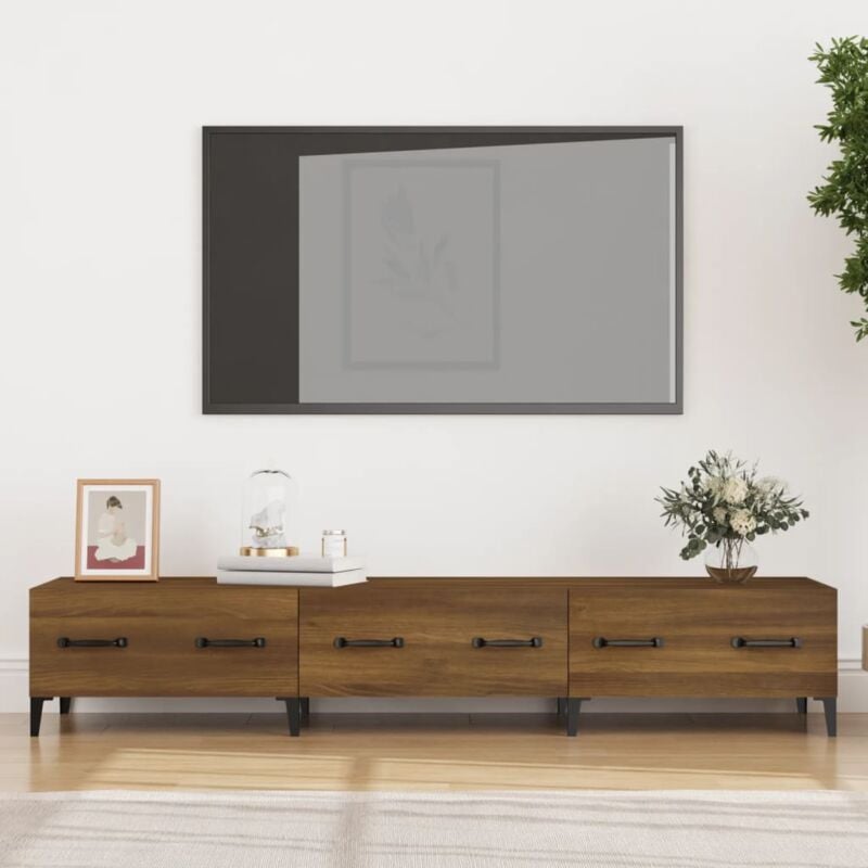 Jinlefu - Meuble tv Chêne marron 150x34,5x30 cm Bois d'ingénierie