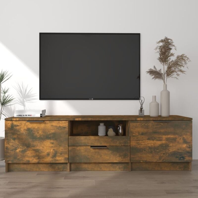 Meuble tv Chêne fumé 140x35x40 cm Bois d'ingénierie