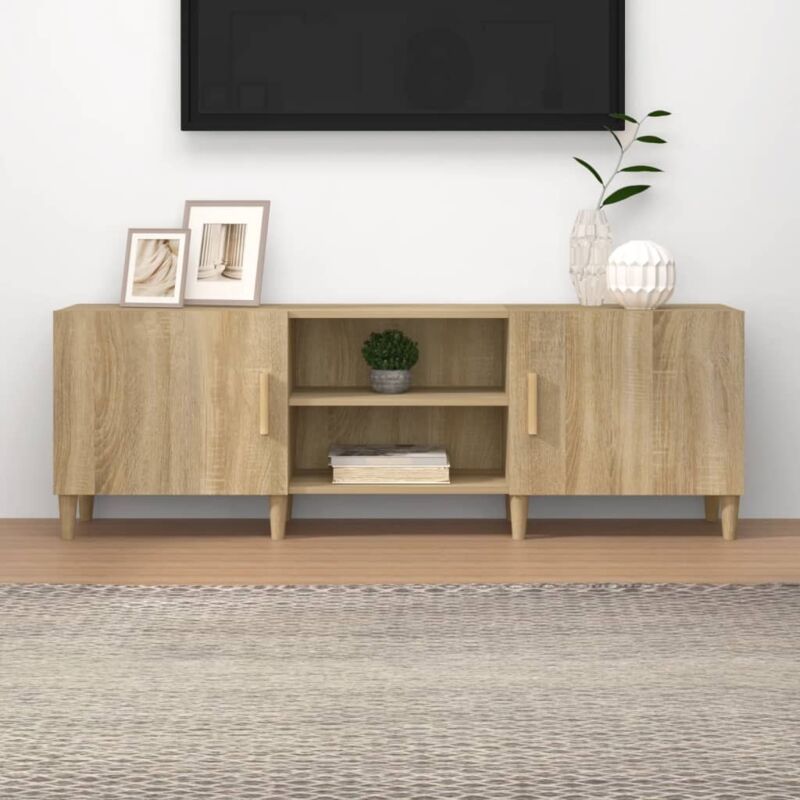 Jinlefu - Meuble tv Chêne sonoma 150x30x50 cm Bois d'ingénierie