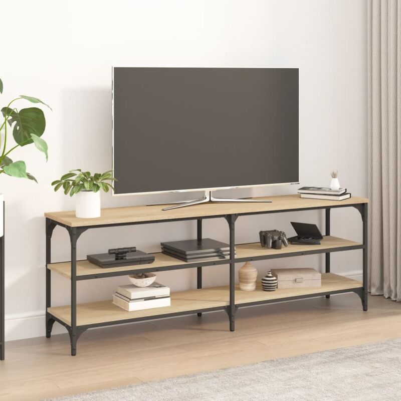 Jinlefu - Meuble tv chêne sonoma 140x30x50 cm bois d'ingénierie
