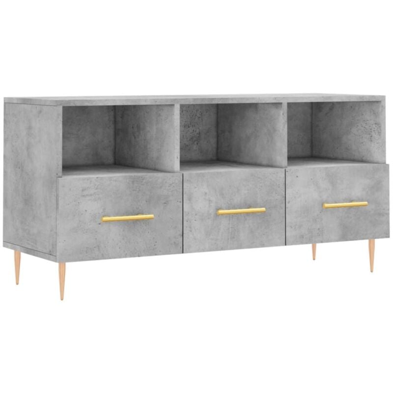 Jinlefu - Meuble tv gris béton 102x36x50 cm bois d'ingénierie vidaXL