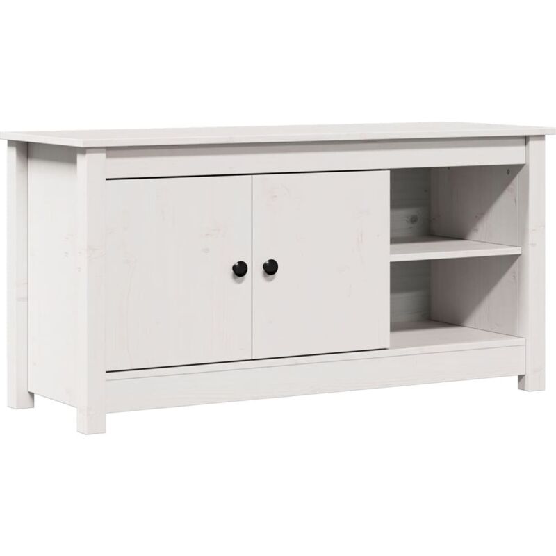 Meuble tv Blanc 103x36,5x52 cm Bois de pin massif vidaXL