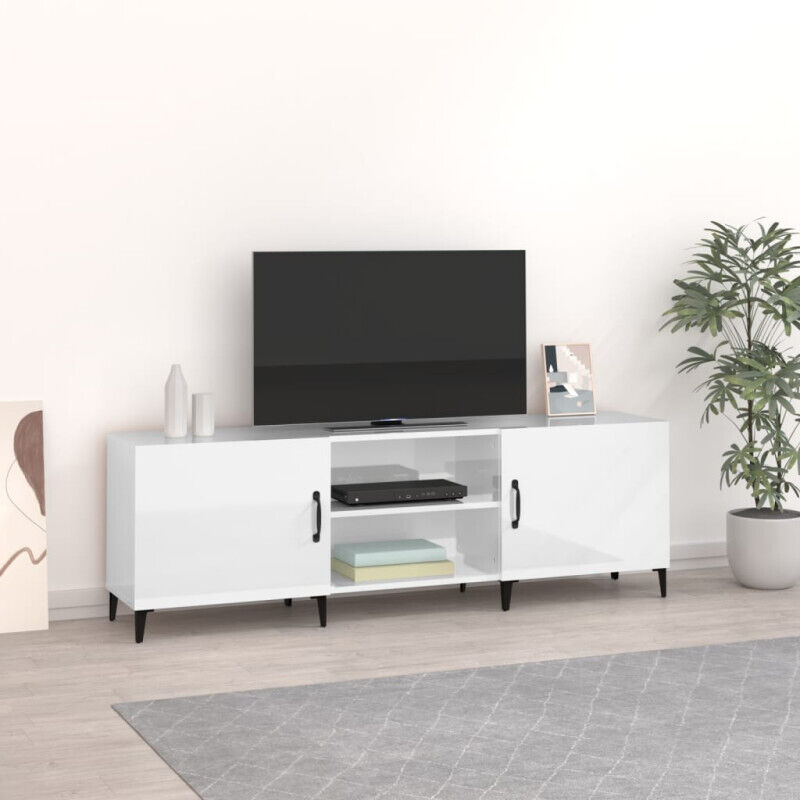 Meuble TV blanc brillant 150x30x50 cm bois d'ingénierie vidaXL