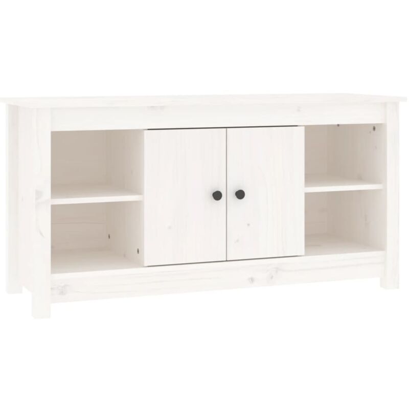 Meuble tv Blanc 103x36,5x52 cm Bois de pin massif