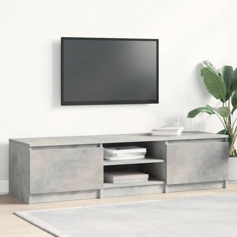 Jinlefu - Furniture Limited - Meuble tv Gris béton 140x40x35,5 cm Bois