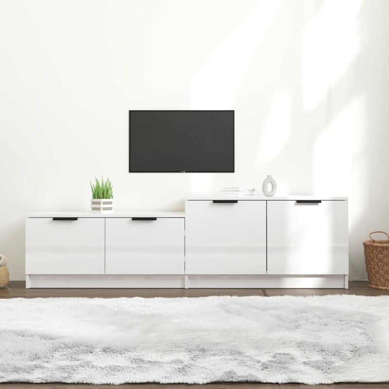 Jinlefu - Furniture Limited - Meuble tv blanc brillant 158,5x36x45 cm bois