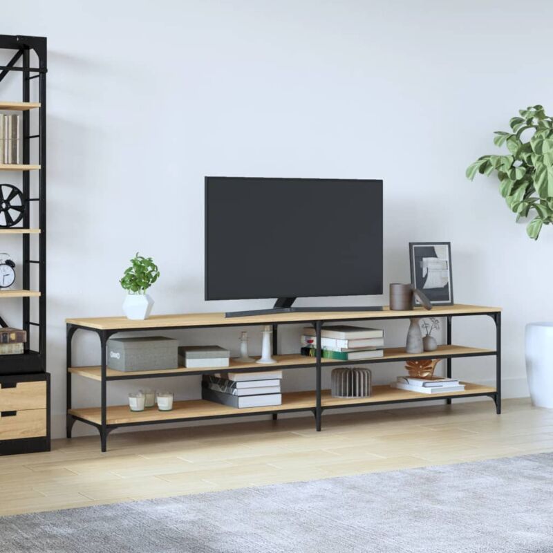 Meuble tv chêne sonoma 200x30x50 cm bois d'ingénierie et métal vidaXL