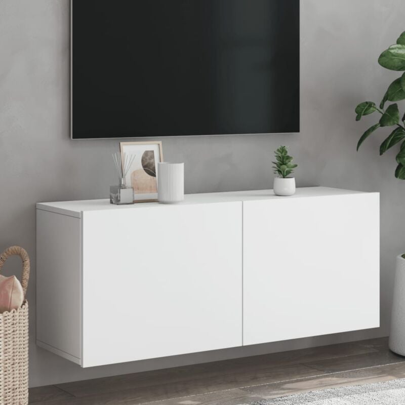 Vidaxl - Meuble tv mural blanc 100x30x41 cm