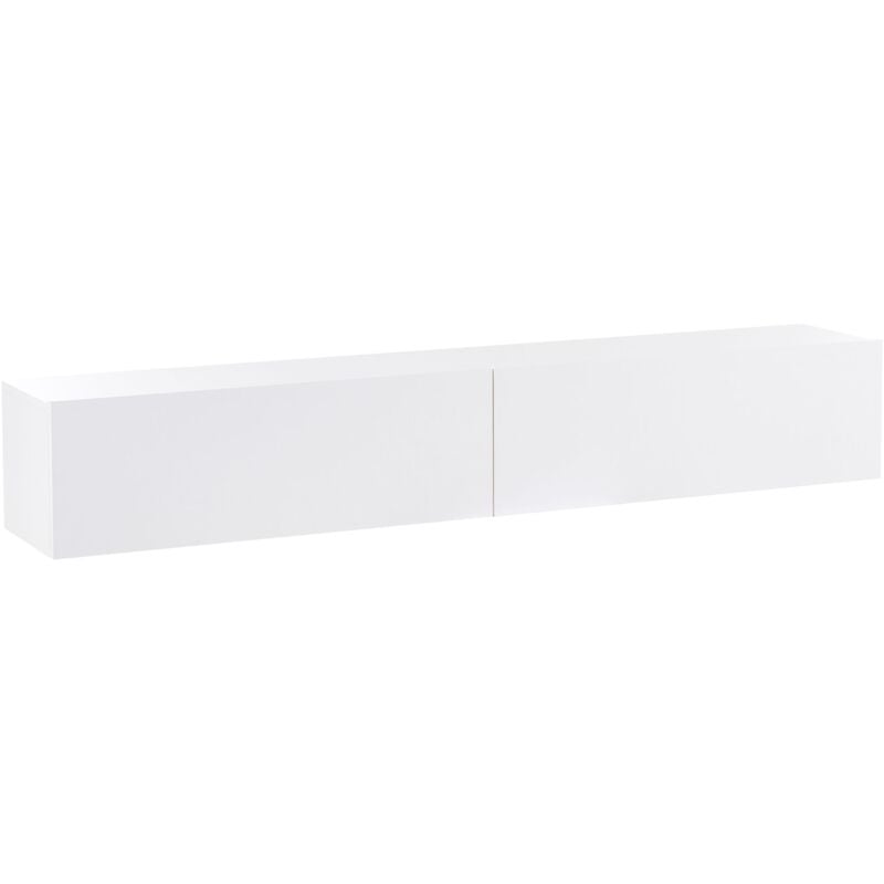 Beliani - Meuble tv Mural Minimaliste Etagère de Rangement Multimédia 180 cm en Panneau Particules de Bois Blanc Gladstone