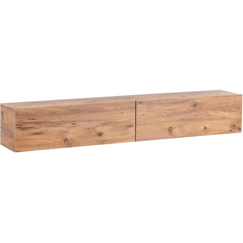 Meuble TV Mural Minimaliste Etagère de Rangement Multimédia 180 cm en Panneau Particules de Bois Marron Gladstone