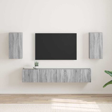 Meuble TV mural Montage mural 2 pcs-Banc TV-Meuble Télé suspendu Gris Sonoma 30 x 31 x 60 cm