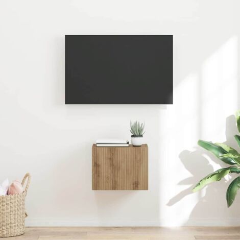 Meuble TV mural Montage mural-Banc TV-Meuble Télé suspendu Chêne artisan 60 x 31 x 29.5 cm 125213