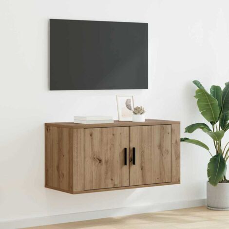 Meuble TV mural Montage mural-Banc TV-Meuble Télé suspendu chêne artisanal 80 x 34,5 x 40 cm